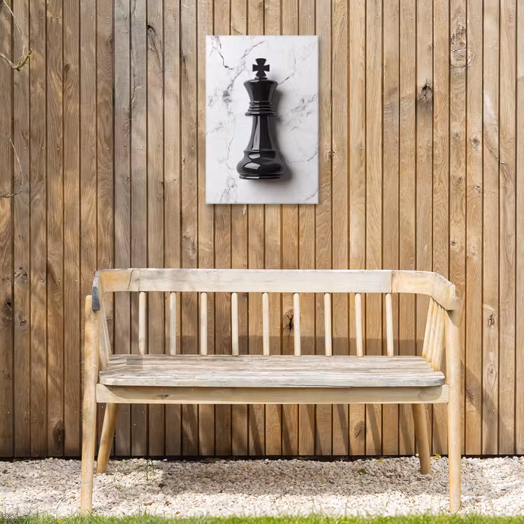 Schaakstuk - Koning - Zwart - Marmer Tuinposter op houten frame 2 cm dik klein -sfeer4