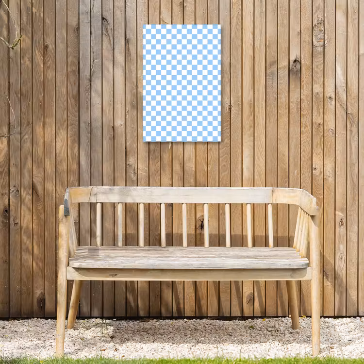 Schaakbord - Klassiek - Blauw Tuinposter op houten frame 2 cm dik klein 841 -sfeer4