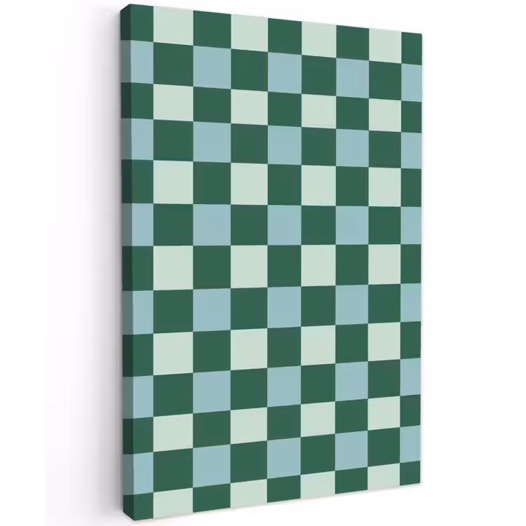 Schaakbord - Klassiek - Groen Tuinposter op houten frame 2 cm dik klein 841 -3d