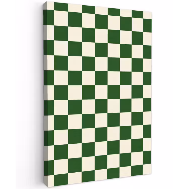 Schaakbord - Patroon - Groen Tuinposter op houten frame 2 cm dik klein 841 -3d