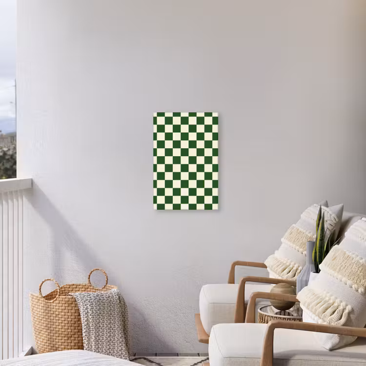 Schaakbord - Patroon - Groen Tuinposter op houten frame 2 cm dik klein 841 -sfeer1