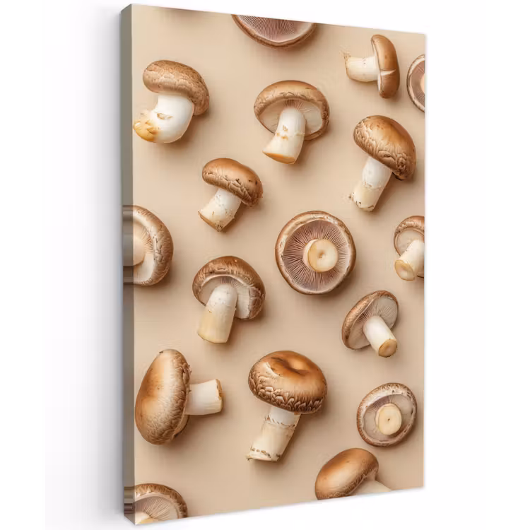 Kastanje Champignons - Beige Tuinposter op houten frame 2 cm dik klein -3d