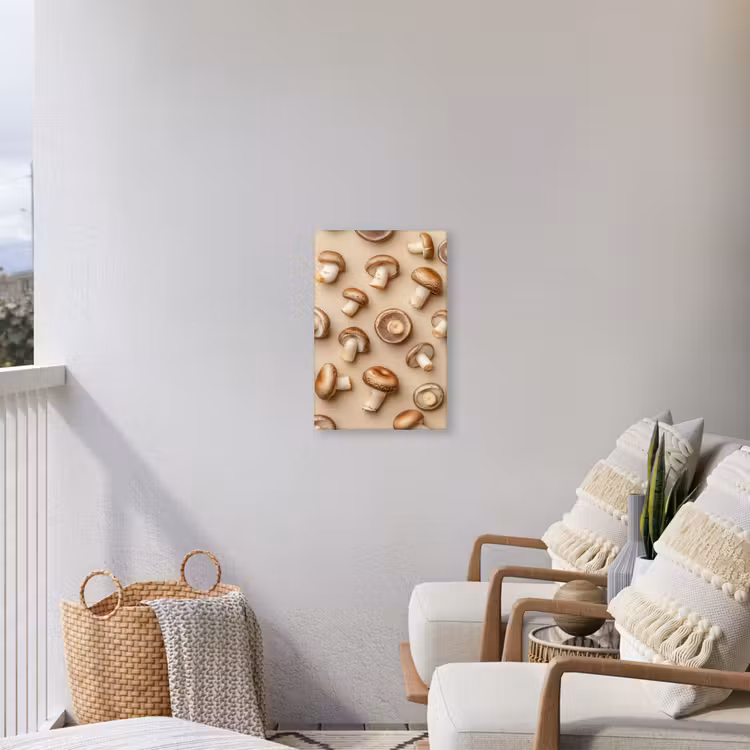 Kastanje Champignons - Beige Tuinposter op houten frame 2 cm dik klein -sfeer1