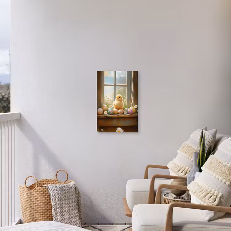 Kuiken - Raam - Paaseieren Tuinposter op houten frame 2 cm dik klein -sfeer1
