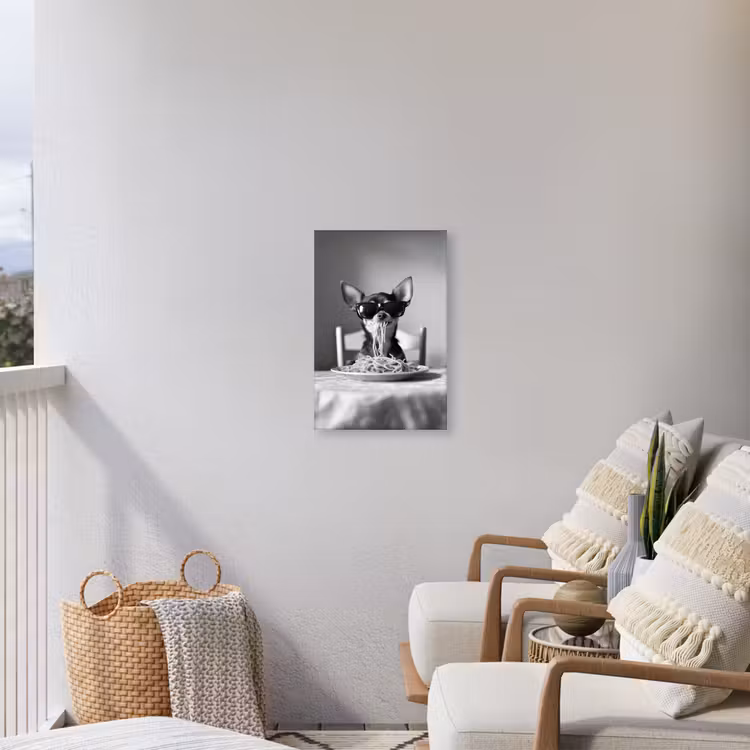 Chihuahua - Hond - Zonnebril - Humoristisch - Zwart - Wit - Spaghetti Tuinposter op houten frame 2 cm dik klein -sfeer1