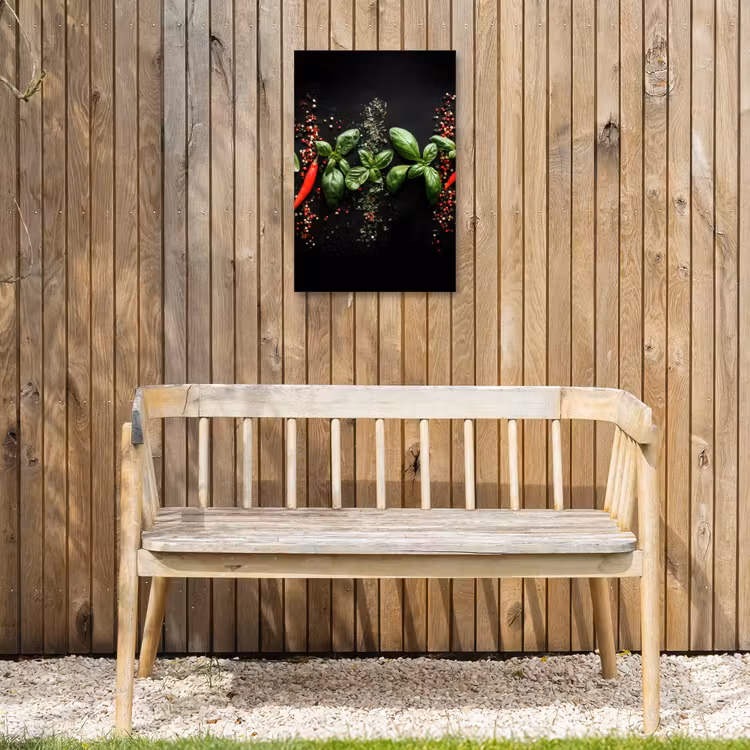 Chilipepers - Basilicum - Blaadjes - Rood Tuinposter op houten frame 2 cm dik klein -sfeer4