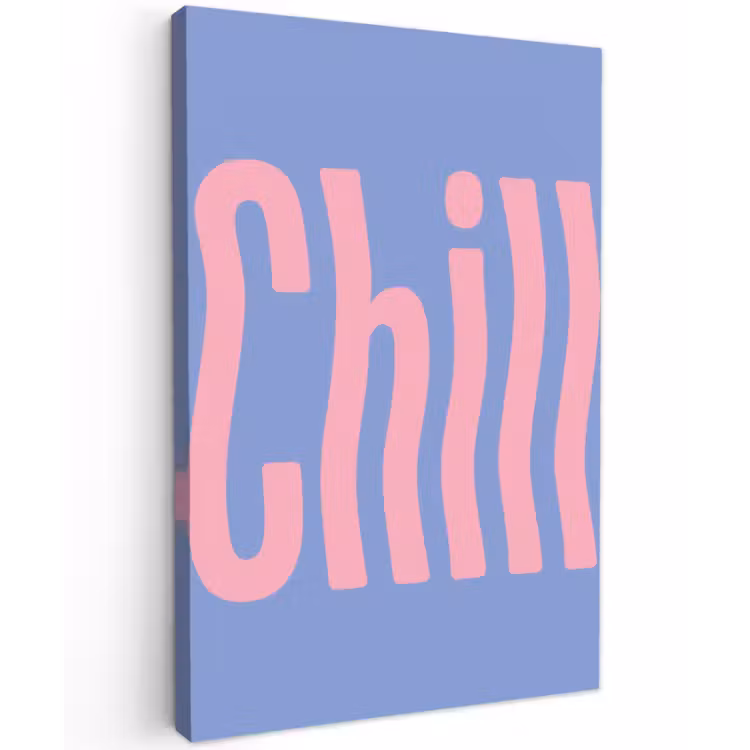 Chill - Roze - Blauw - Golvend Tuinposter op houten frame 2 cm dik klein -3d
