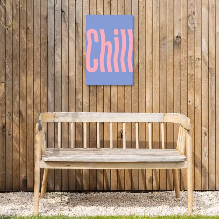 Chill - Roze - Blauw - Golvend Tuinposter op houten frame 2 cm dik klein -sfeer4