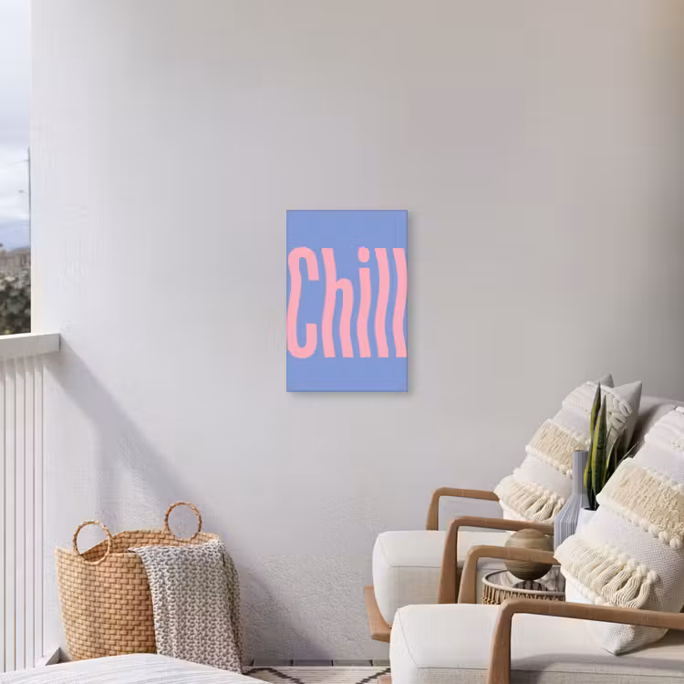 Chill - Roze - Blauw - Golvend Tuinposter op houten frame 2 cm dik klein -sfeer1