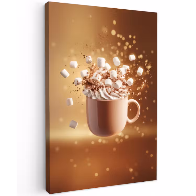 Chocomelk - Drinken - Warm - Bruin Tuinposter op houten frame 2 cm dik klein -3d