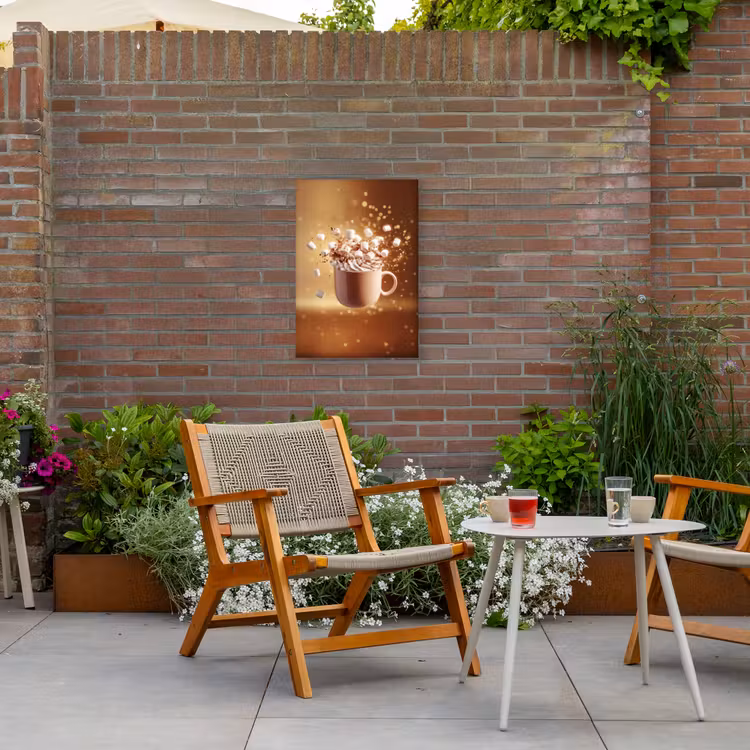 Chocomelk - Drinken - Warm - Bruin Tuinposter op houten frame 2 cm dik klein -sfeer3