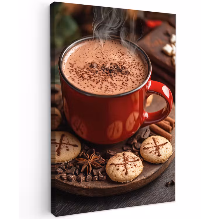 Chocolademelk - Mok - Winter - Kerst - Gezelligheid Tuinposter op houten frame 2 cm dik klein -3d
