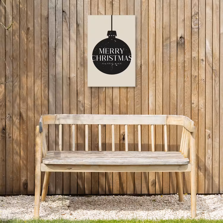 Kerstballen - Japandi - Christmas - Zwarte kerstballen Tuinposter op houten frame 2 cm dik klein -sfeer4