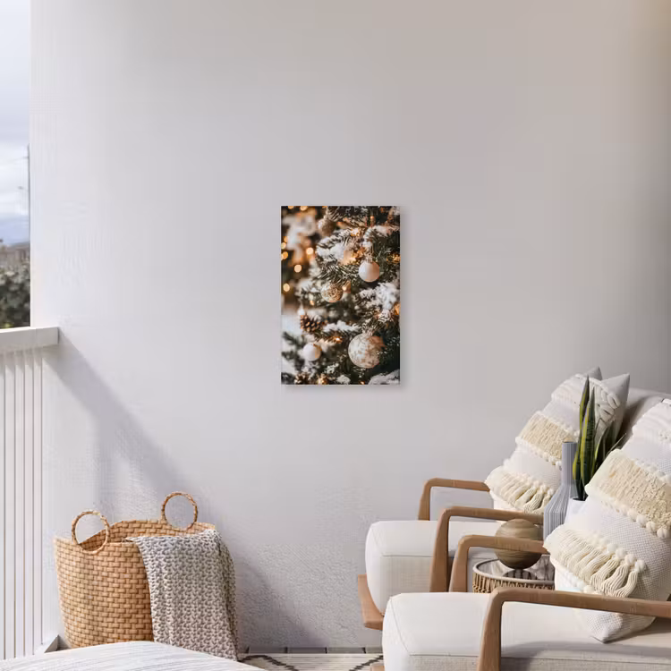 Kerst - Kerstboom - Winter - Binnen - Sneeuw Tuinposter op houten frame 2 cm dik klein -sfeer1