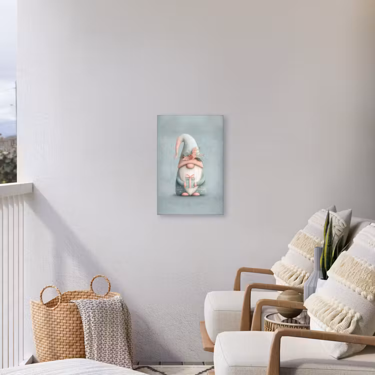 Kerstgnome - Cadeau - Groen Tuinposter op houten frame 2 cm dik klein -sfeer1