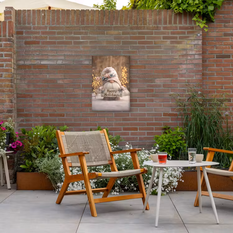 Kerst - Gnome - Bord - Kleurrijk Tuinposter op houten frame 2 cm dik klein -sfeer3