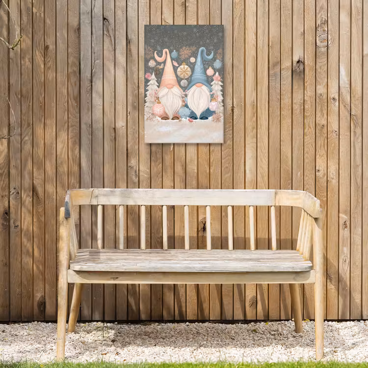 Kerst - Gnomen - Pastel Tuinposter op houten frame 2 cm dik klein -sfeer4
