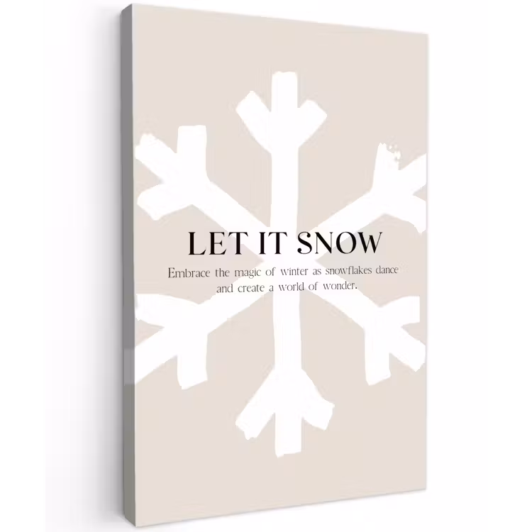 Kerst - Let it snow - Sneeuwvlok - Winter - Quotes Tuinposter op houten frame 2 cm dik klein -3d