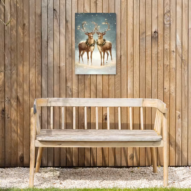 Kerstmagie - Winterwoud - Rendier Tuinposter op houten frame 2 cm dik klein -sfeer4