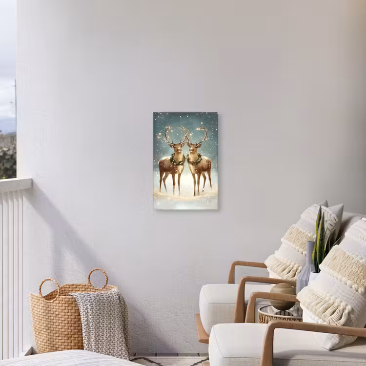 Kerstmagie - Winterwoud - Rendier Tuinposter op houten frame 2 cm dik klein -sfeer1