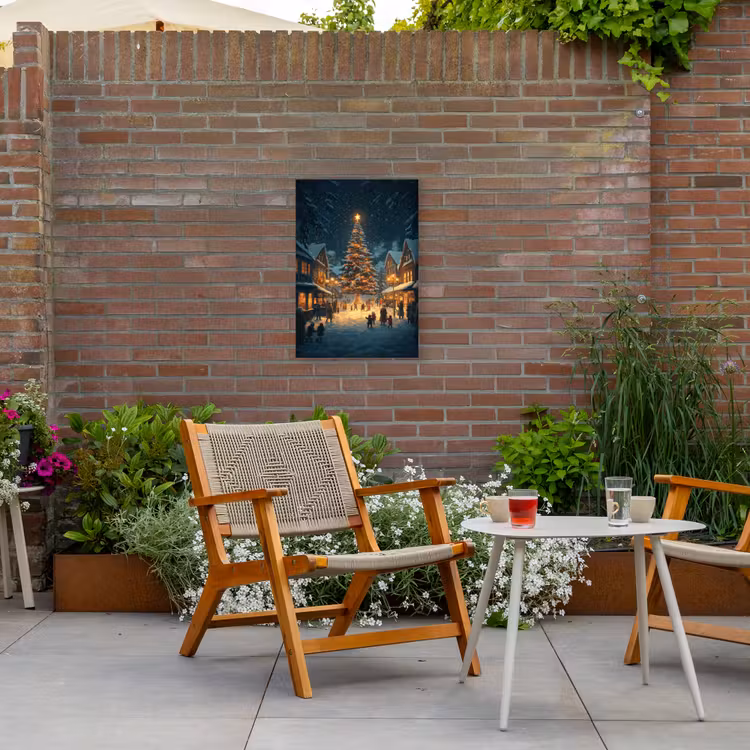 Kerstfeest - Dorp - Donker Tuinposter op houten frame 2 cm dik klein -sfeer3