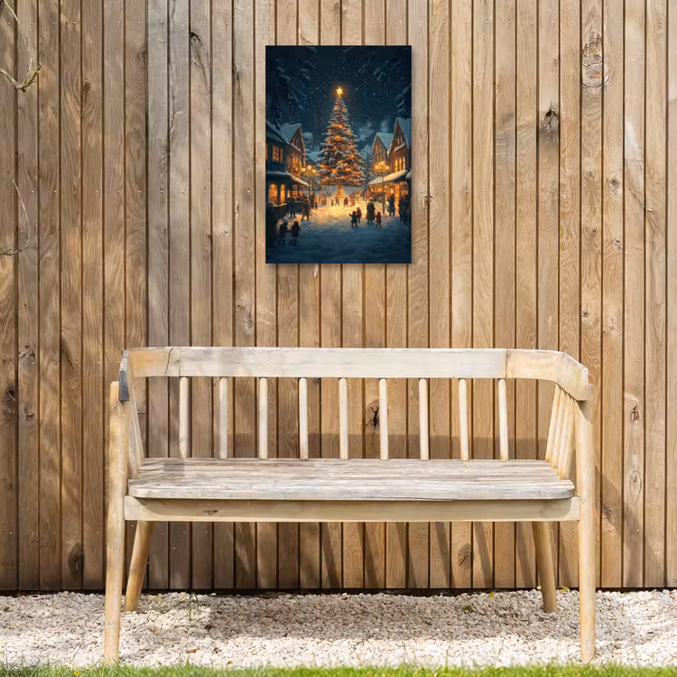 Kerstfeest - Dorp - Donker Tuinposter op houten frame 2 cm dik klein -sfeer4
