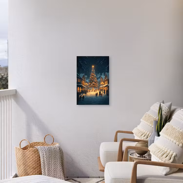 Kerstfeest - Dorp - Donker Tuinposter op houten frame 2 cm dik klein -sfeer1
