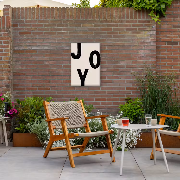 Kerst - Quote - Joy - Zwart - Feestdagen Tuinposter op houten frame 2 cm dik klein -sfeer3