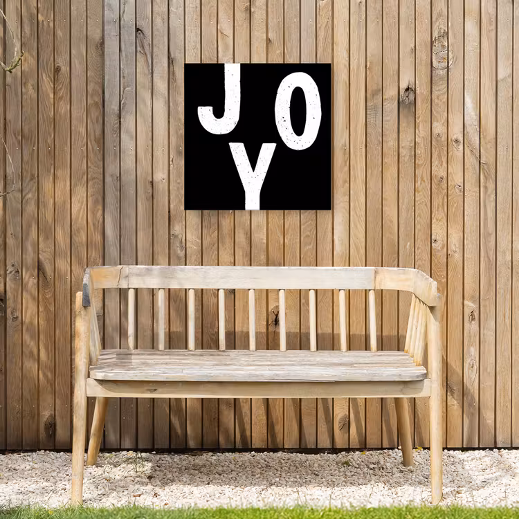 Kerstmis - Quotes - Joy - Zwart - Feest Tuinposter op houten frame 2 cm dik klein -sfeer4