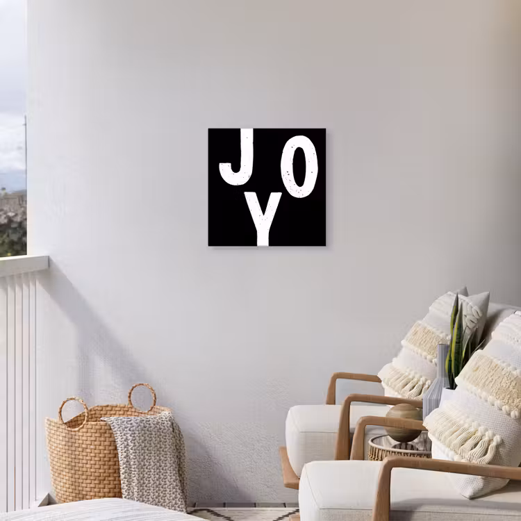 Kerstmis - Quotes - Joy - Zwart - Feest Tuinposter op houten frame 2 cm dik klein -sfeer1