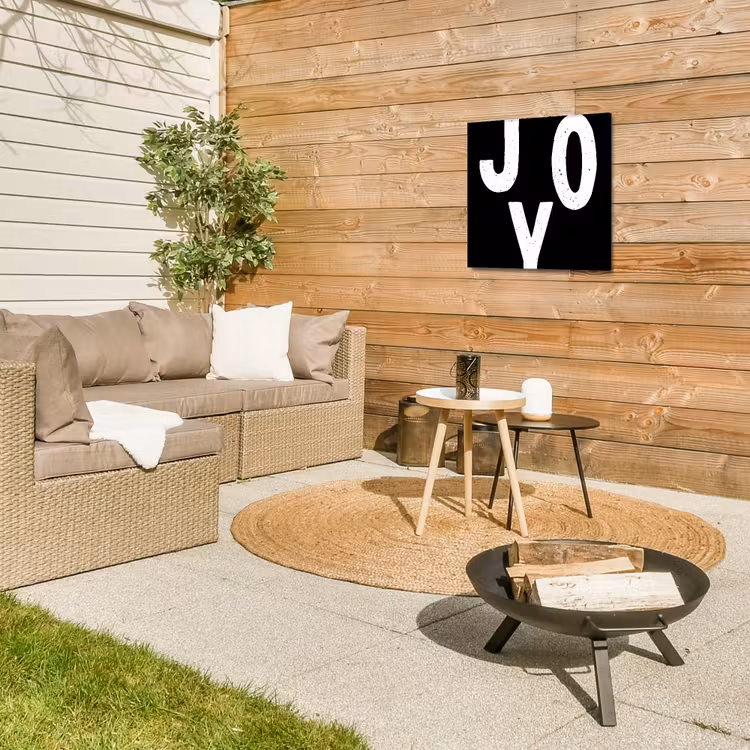 Kerstmis - Quotes - Joy - Zwart - Feest Tuinposter op houten frame 2 cm dik klein -sfeer2