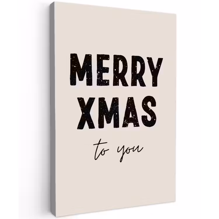 Kerst - Quotes - Merry xmas - Feestdagen - Zwart Tuinposter op houten frame 2 cm dik klein -3d