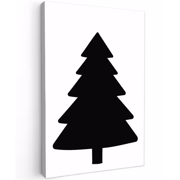 Kerstboom - Zwart - Kerstmis - Feest Tuinposter op houten frame 2 cm dik klein -3d