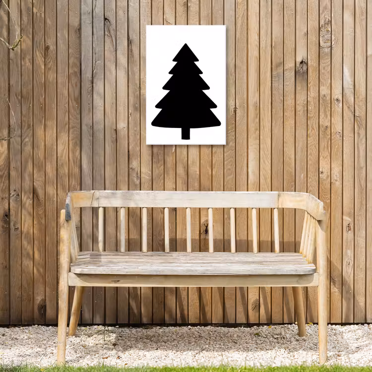 Kerstboom - Zwart - Kerstmis - Feest Tuinposter op houten frame 2 cm dik klein -sfeer4
