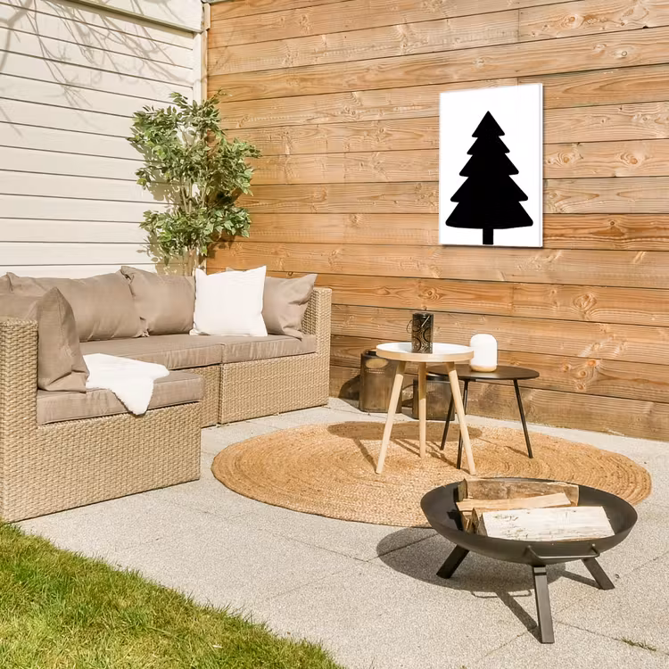 Kerstboom - Zwart - Kerstmis - Feest Tuinposter op houten frame 2 cm dik klein -sfeer2