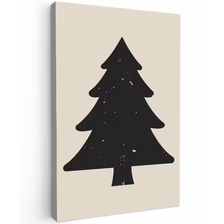 Kerstboom - Zwarte kerstboom - Boom - Japandi Tuinposter op houten frame 2 cm dik klein -3d