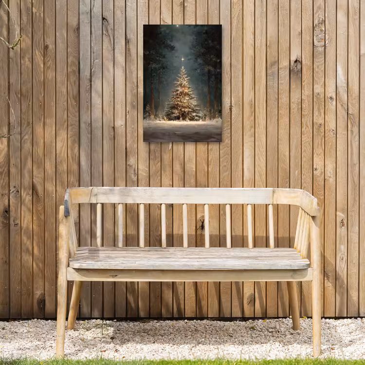 Kerstboom - Bos - Sneeuw - meerkleurig Tuinposter op houten frame 2 cm dik klein -sfeer4