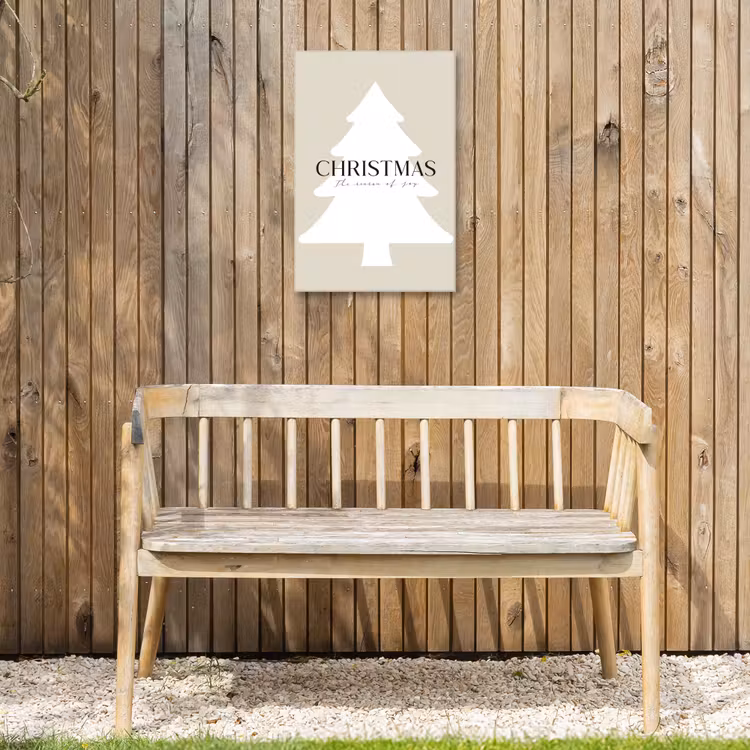 Kerstboom - Japandi - Christmas - Beige Tuinposter op houten frame 2 cm dik klein -sfeer4