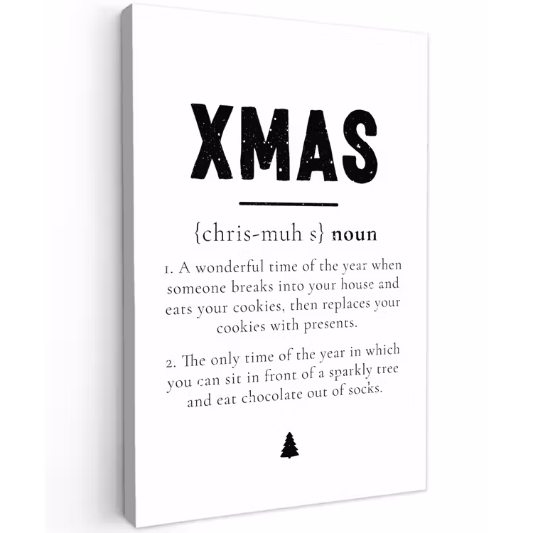 Kerst - Wit - Xmas - Quotes - Feestdagen Tuinposter op houten frame 2 cm dik klein -3d
