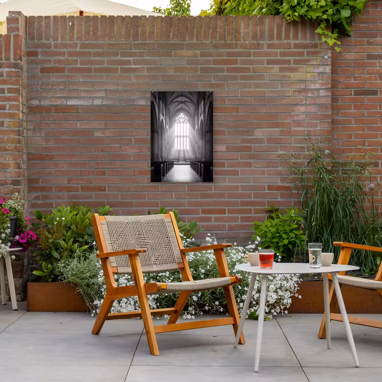 Kerk - Interieur - Lichtstralen - Architectuur - Klassiek Tuinposter op houten frame 2 cm dik klein -sfeer3