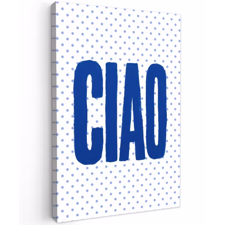 Ciao - Blauw - Stippen Tuinposter op houten frame 2 cm dik klein -3d