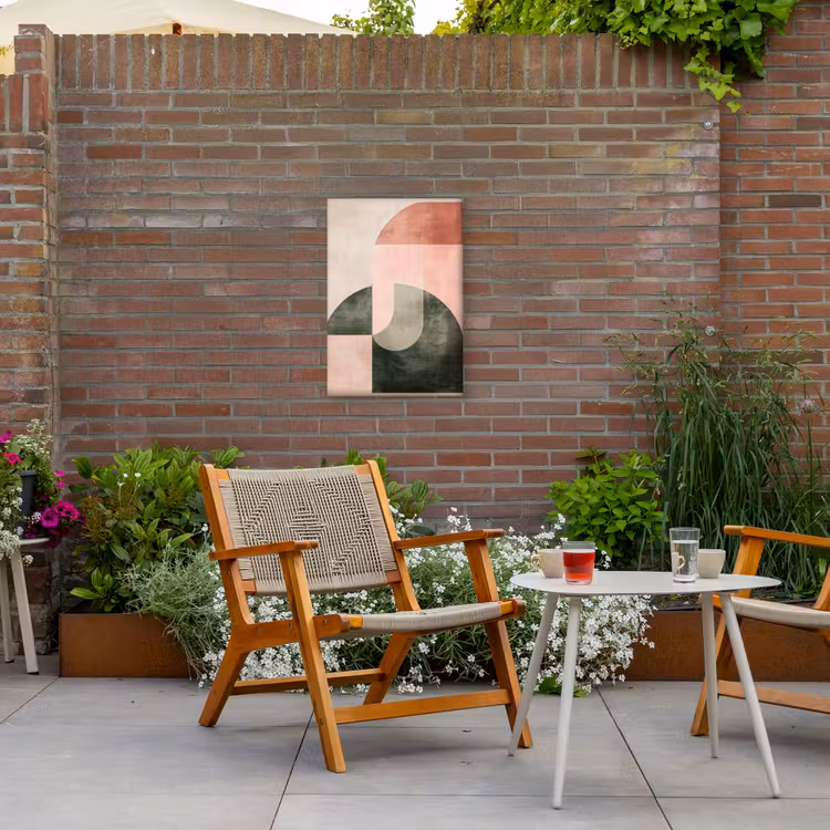Cirkel - Abstract - Roze Tuinposter op houten frame 2 cm dik klein -sfeer3
