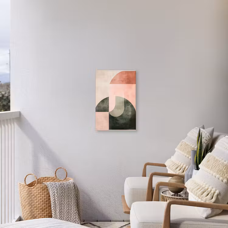 Cirkel - Abstract - Roze Tuinposter op houten frame 2 cm dik klein -sfeer1