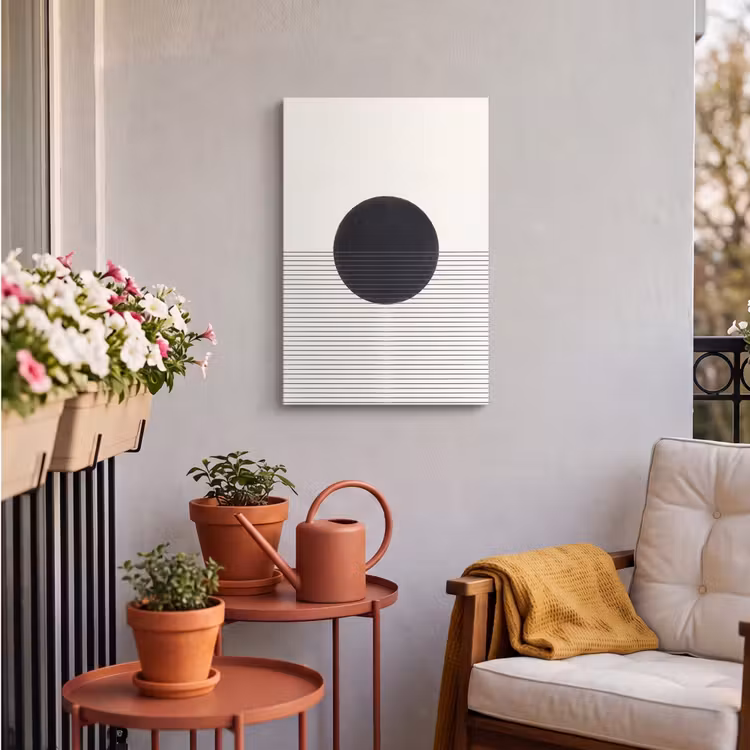 Outdoor Canvas Print - Circle - Lines - Abstract - Cirkel - Lijnen - Abstract Tuinposter op houten frame 2 cm dik klein