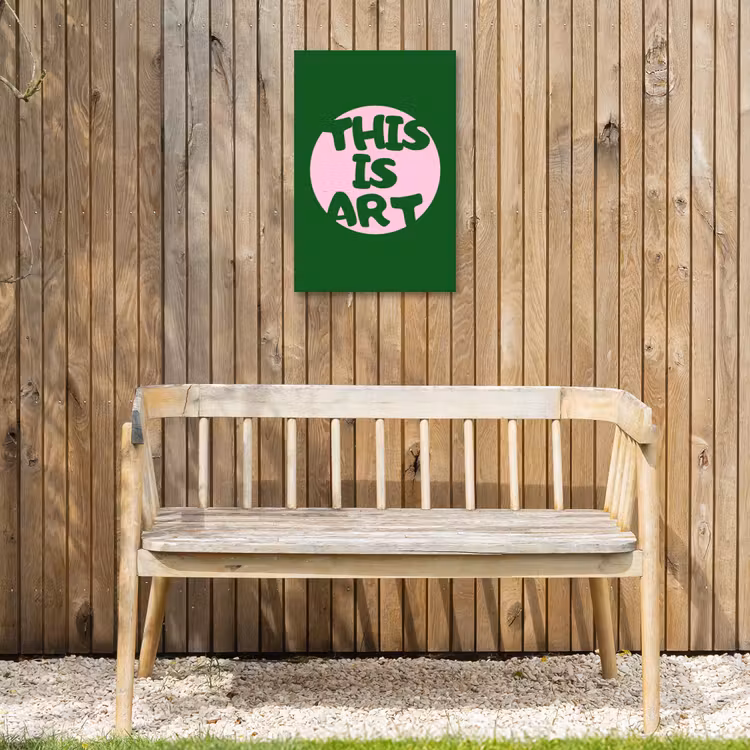 Cirkel - Roze - Tekst - Art Tuinposter op houten frame 2 cm dik klein -sfeer4