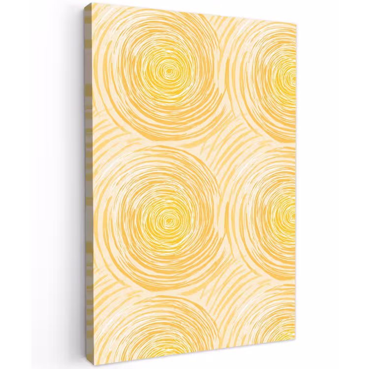 Cirkels - Abstract - Artistiek - Geel Tuinposter op houten frame 2 cm dik klein 841 -3d