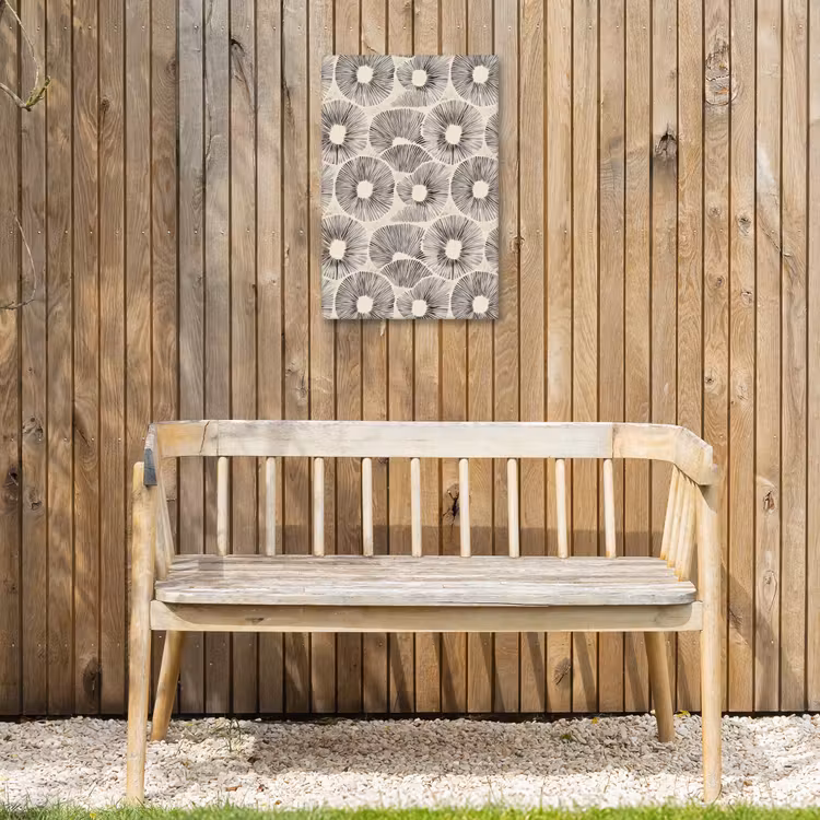 Cirkels - Patroon - Zwart Tuinposter op houten frame 2 cm dik klein 841 -sfeer4