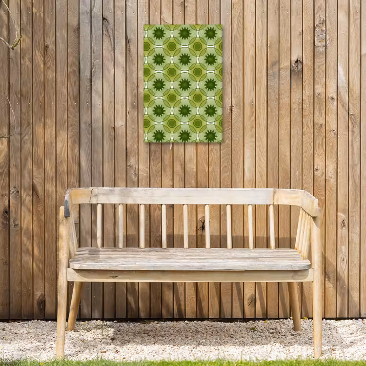 Cirkels - Patroon - Groen Tuinposter op houten frame 2 cm dik klein 841 -sfeer4