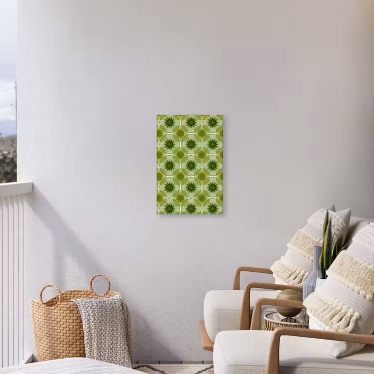 Cirkels - Patroon - Groen Tuinposter op houten frame 2 cm dik klein 841 -sfeer1