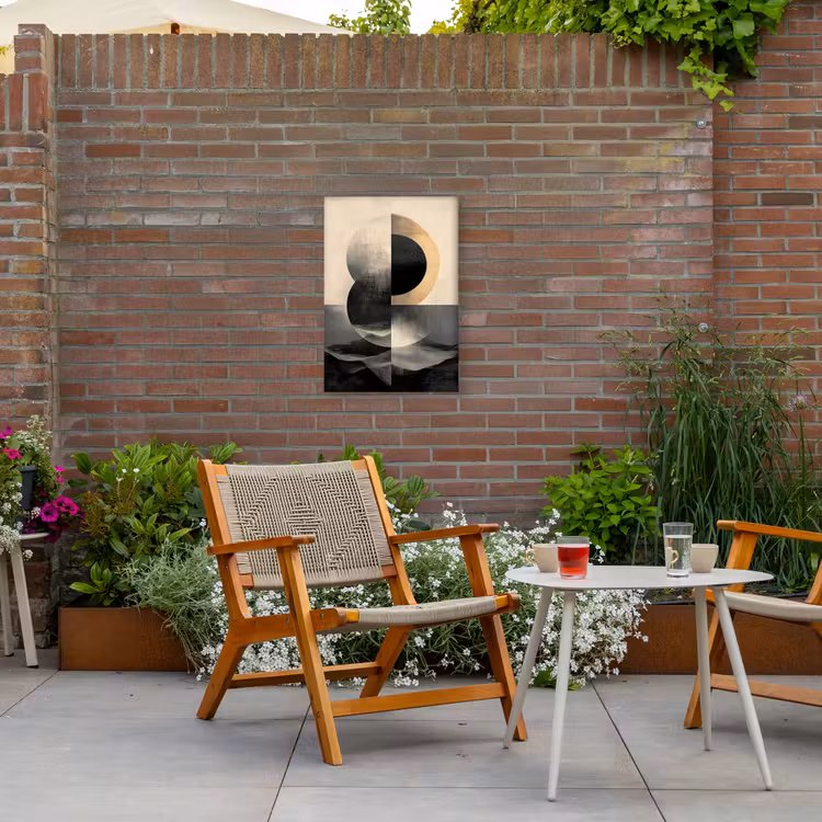 Cirkels - Schaduw - Abstract Tuinposter op houten frame 2 cm dik klein -sfeer3